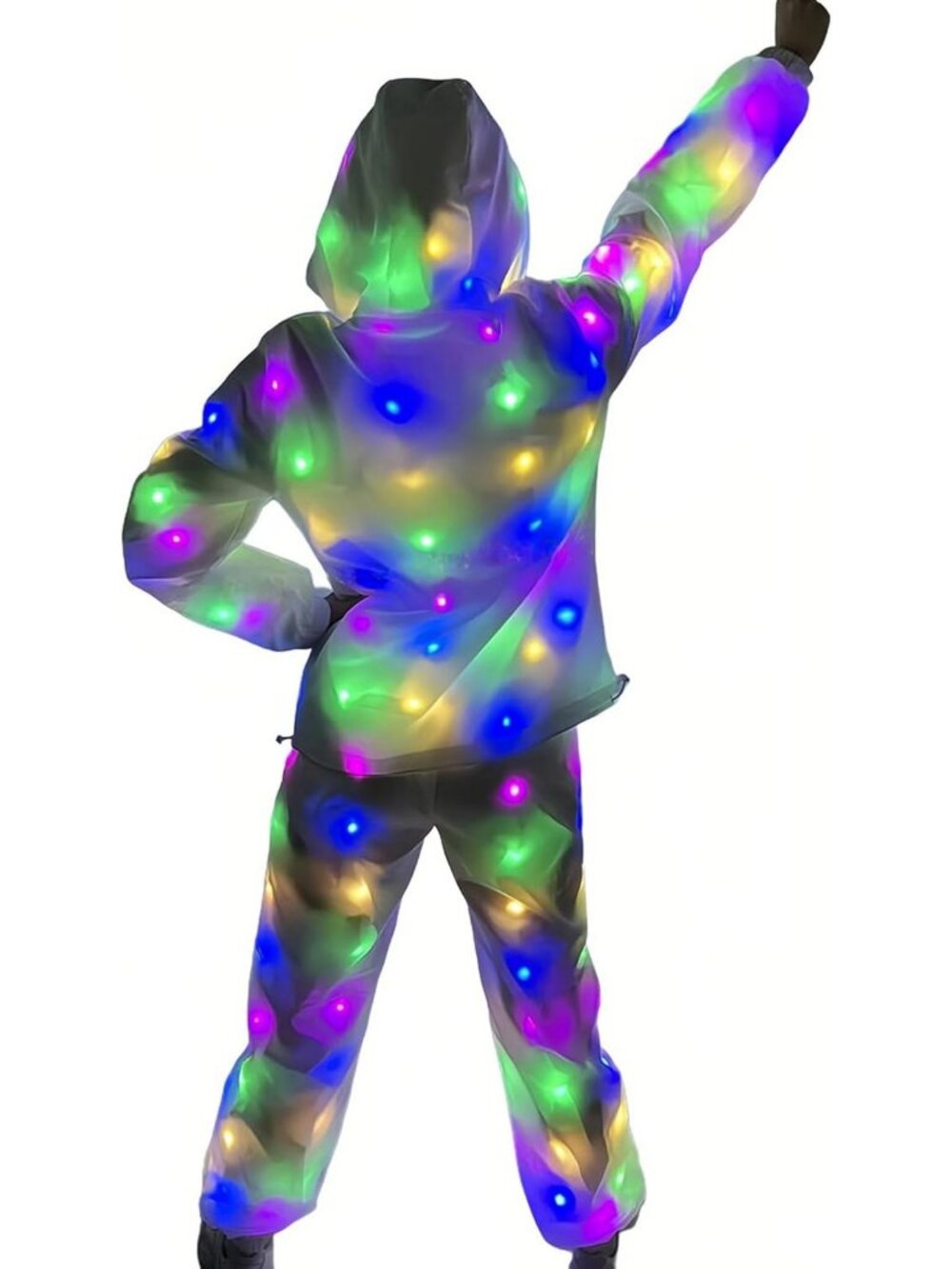 Glow in the Dark LED Hoodie & Pants Set for Rave, Festival, Winter, Christmas